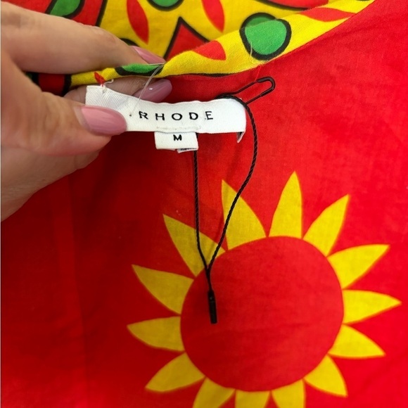 New RHODE Red Floral Print Tiered Midi Dress *FLAW* zipper needs replacing - Picture 5 of 13